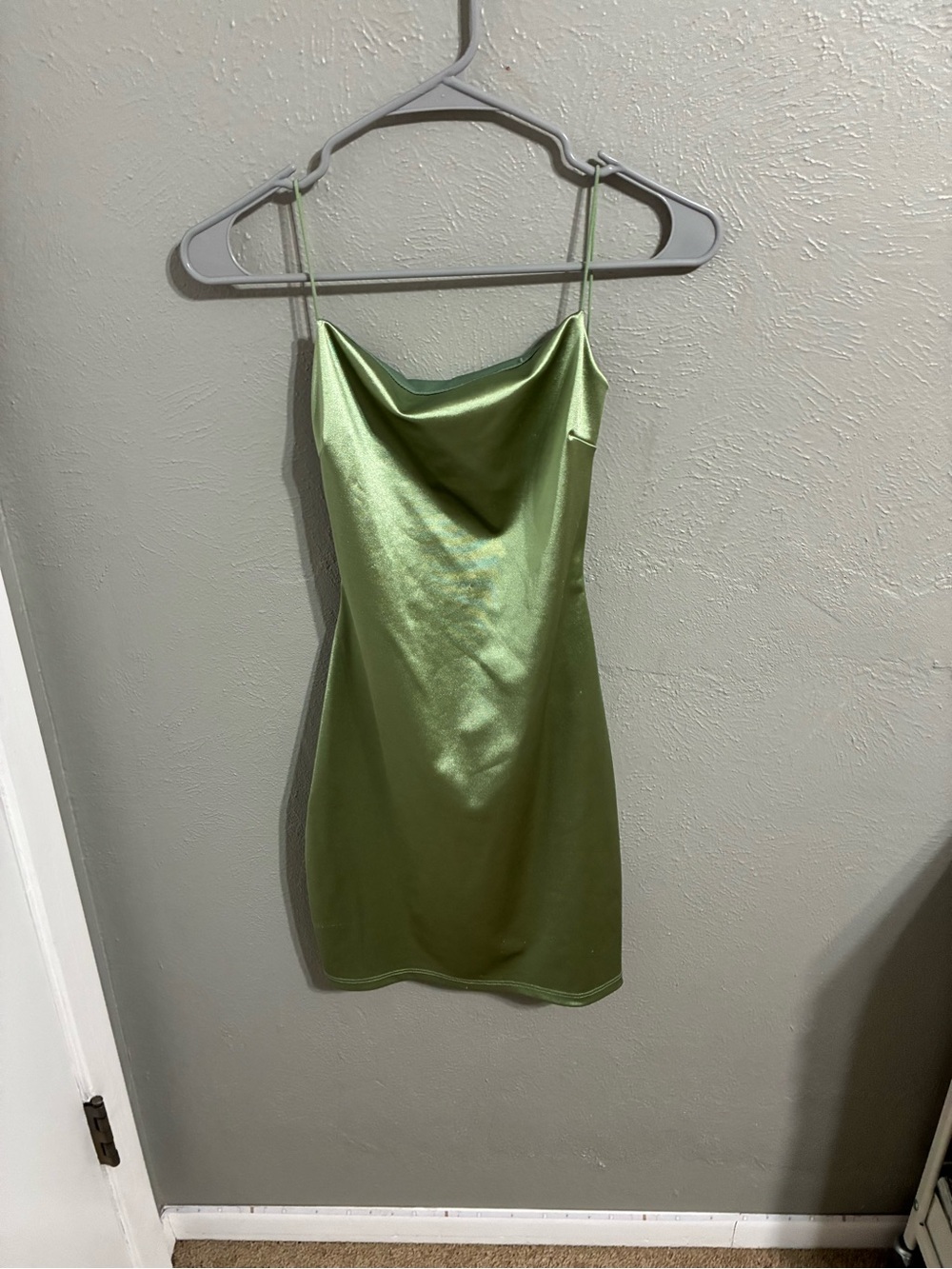Princess Polly Olive Green Satin Mini Slip Dress - Picture 1 of 2